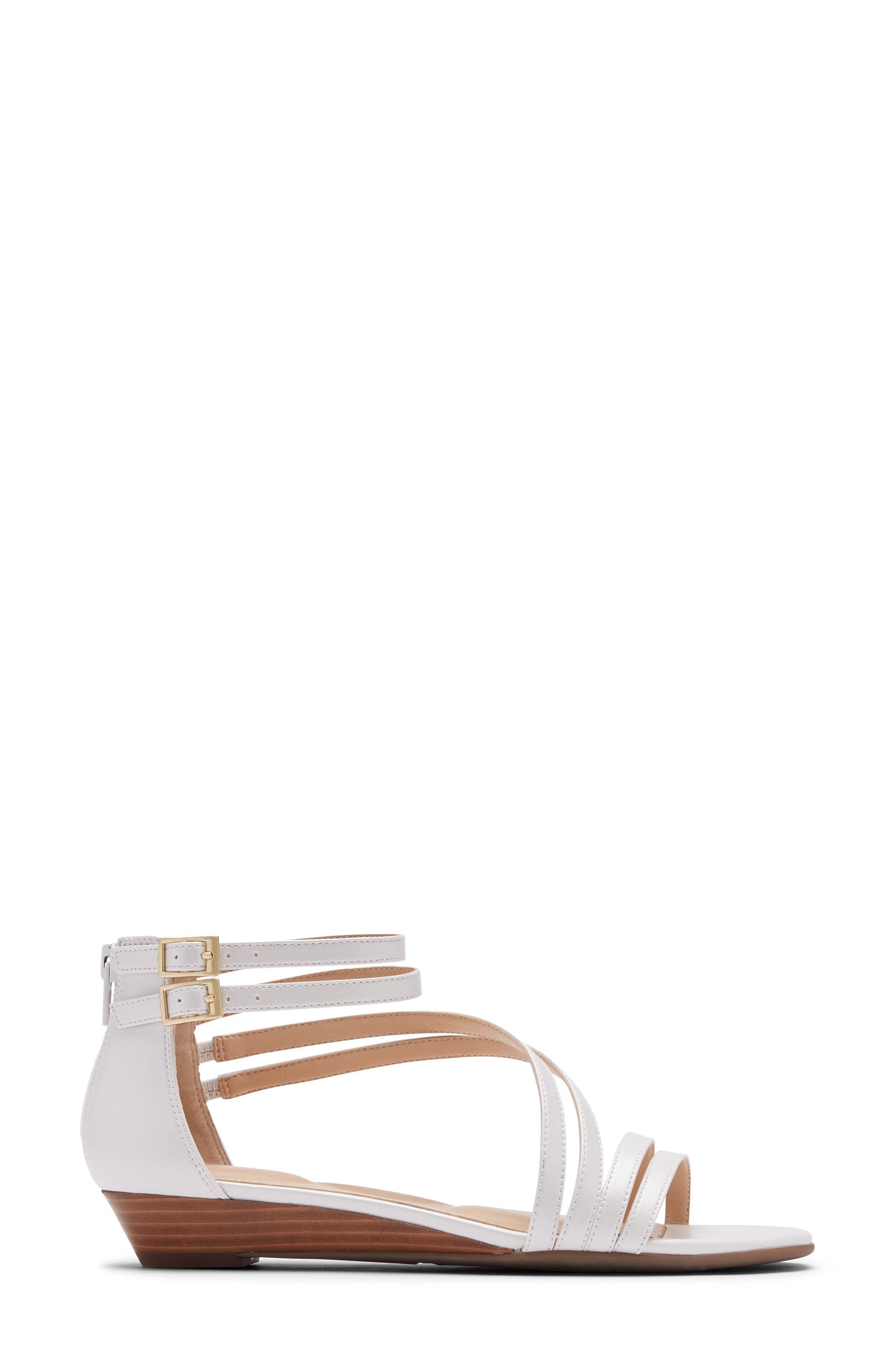 Total Motion Zandra Wedge Sandal, Alternate, color, WHITE LEATHER