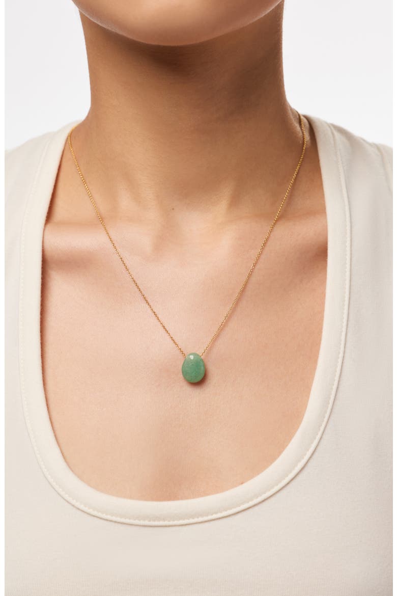 Pebble Mini Pendant Necklace, Alternate, color, GOLD / GREEN