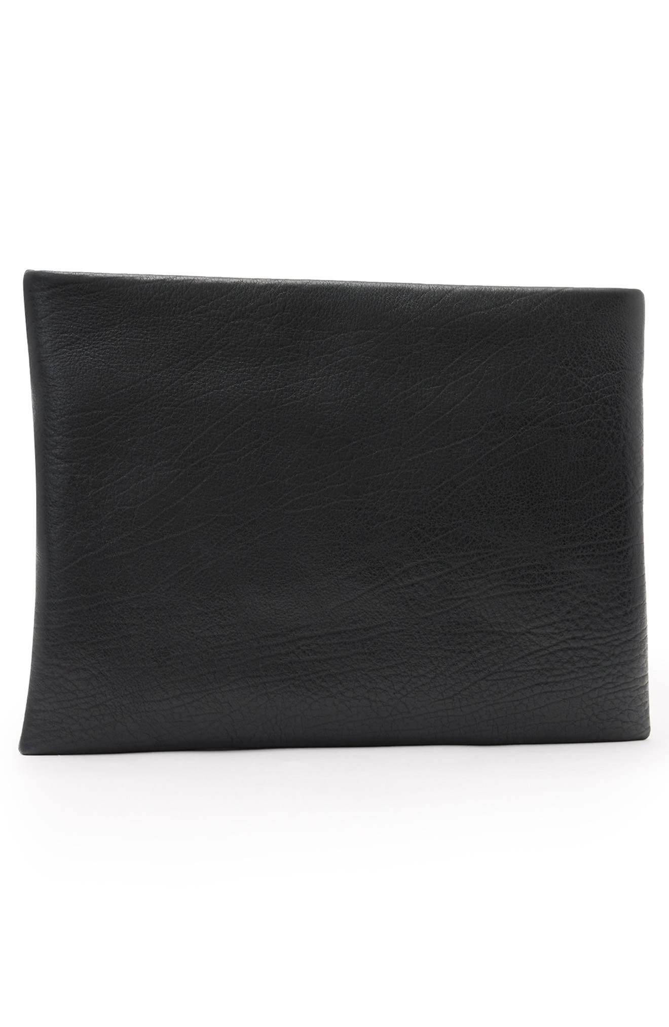 AllSaints Bettina Leather Clutch, Alternate, color, 