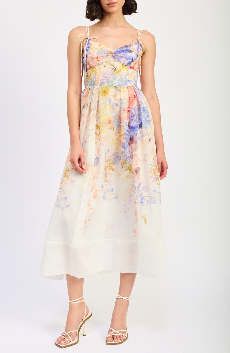 En Saison Taylorann Floral Tie Strap Midi Dress, Main, color, 