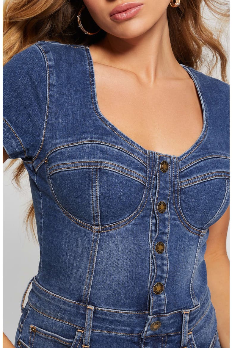 Naomy Denim Dress, Alternate, color, BLUE