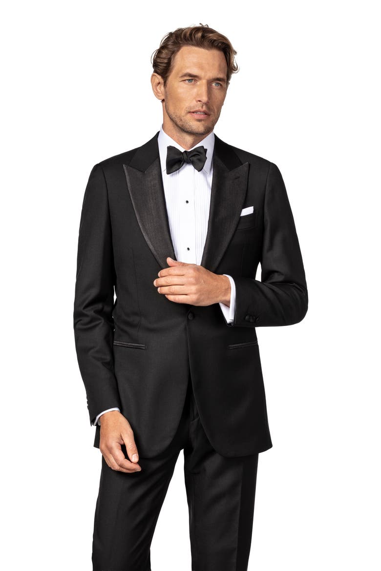 Classic Fit Pleated Bib Tuxedo Shirt, Alternate, color, WHITE