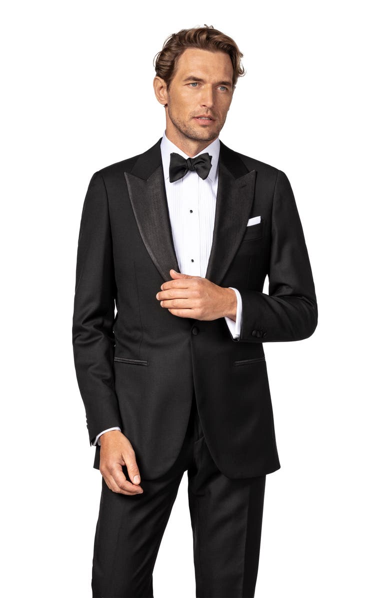 Eton Slim Fit Pleated Bib Tuxedo Shirt, Alternate, color, White