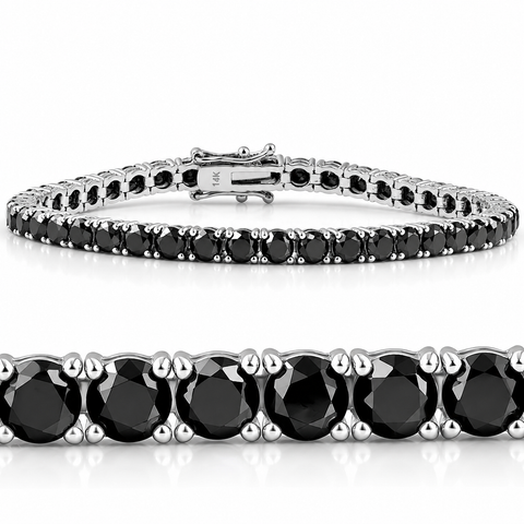 Pompeii3 14k Gold Black Diamond Round-cut Tennis Bracelet 11 1/2ct 7"