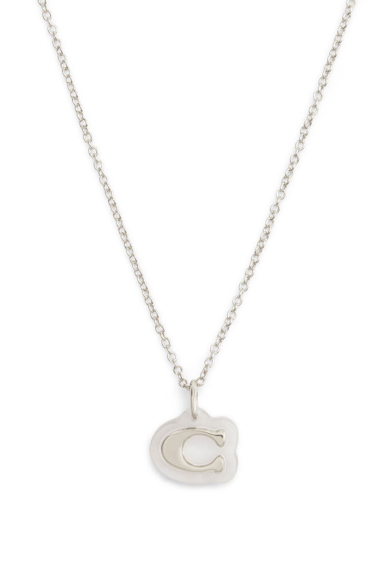 Logo Pendant Necklace, Main, color, RHODIUM