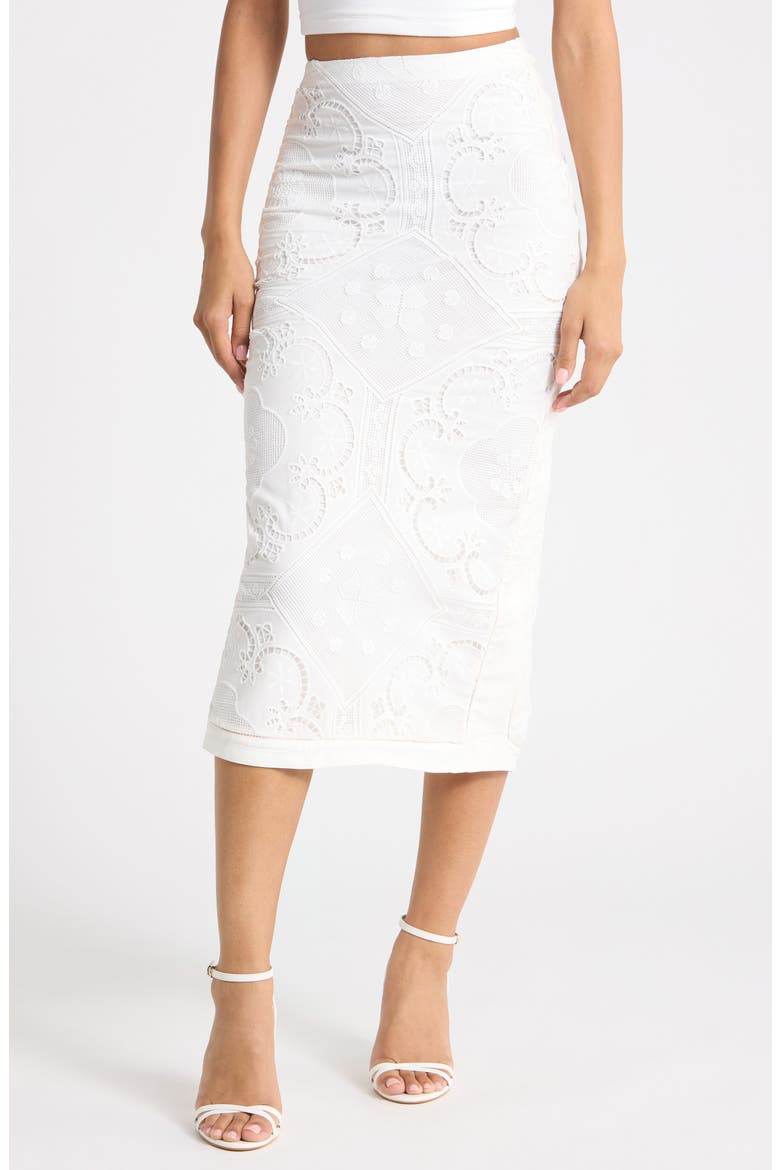 Cecilia Lace Midi Skirt, Main, color, WHITE
