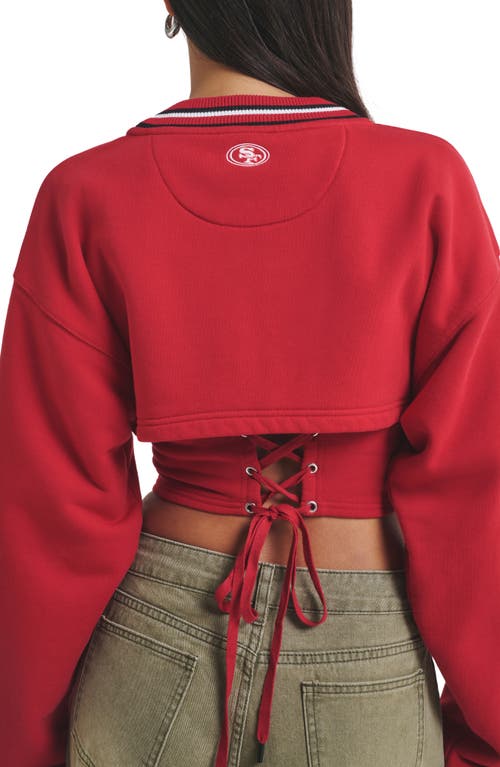 Off Season Nfl Cutout Laced Back Graphic Sweatshirt In Red