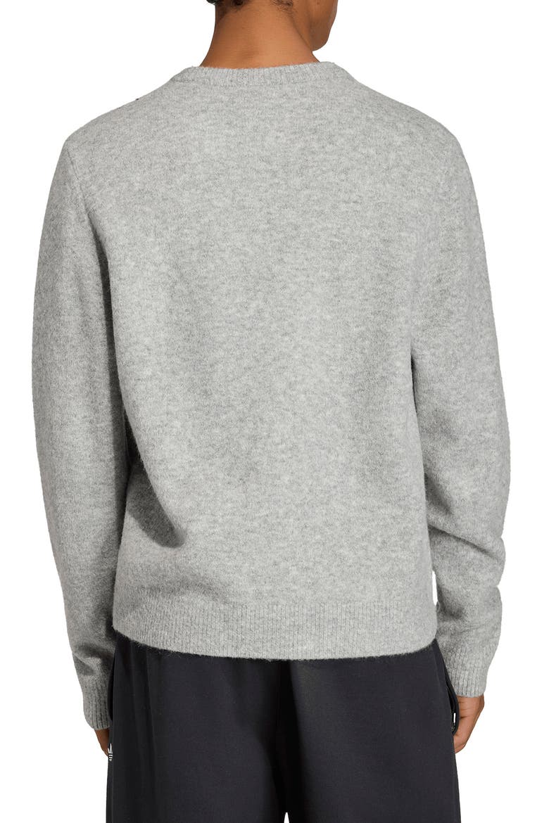 Trefoil Embroidered Crewneck Sweater, Alternate, color, MEDIUM GREY HEATHER