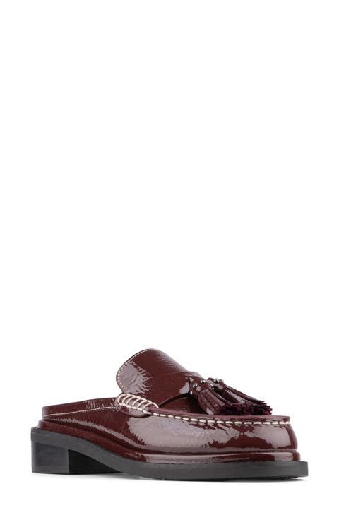 Bambie Leather Tassel Loafer Mule