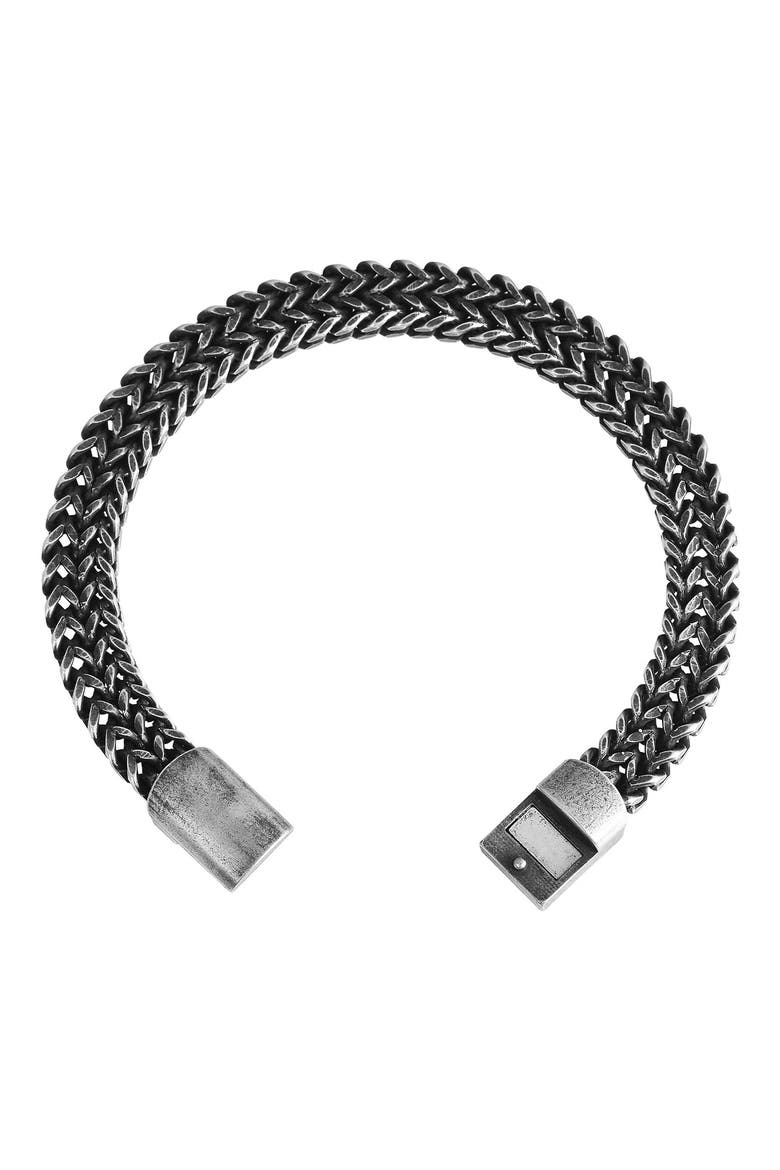 Men's Double Franco Chain Bracelet, Alternate, color, BLACK