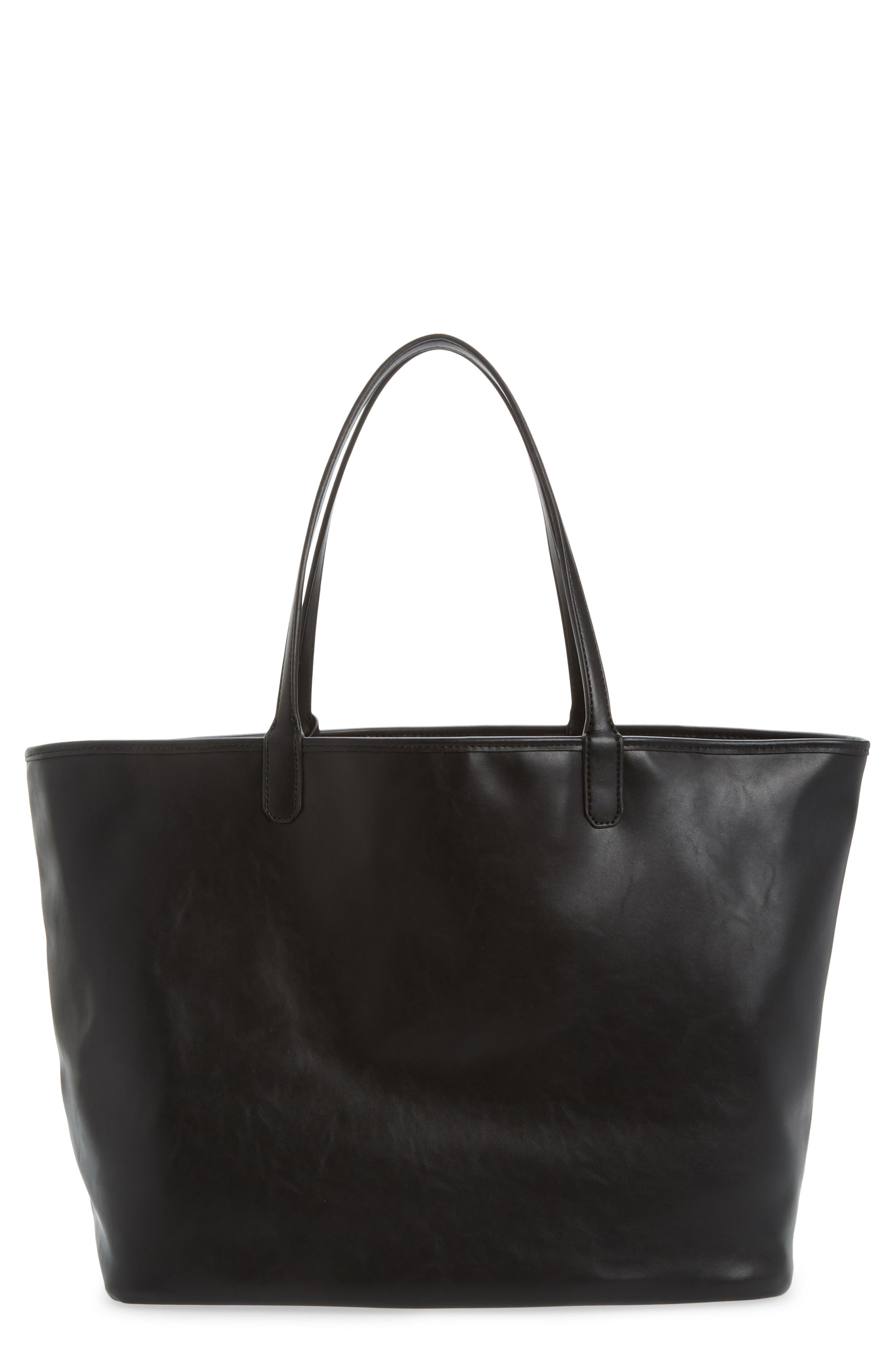 Mali + Lili Reversible Vegan Leather Tote, Main, color, 
