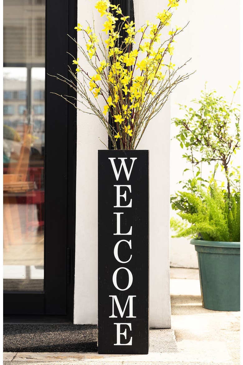 Double Sided Solid Wood Boxed "WELCOME HOME" Porch Sign, Alternate, color, Black