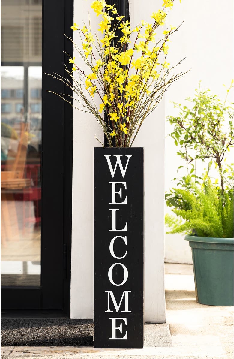 Glitzhome Double Sided Solid Wood Boxed "WELCOME HOME" Porch Sign, Alternate, color, Black