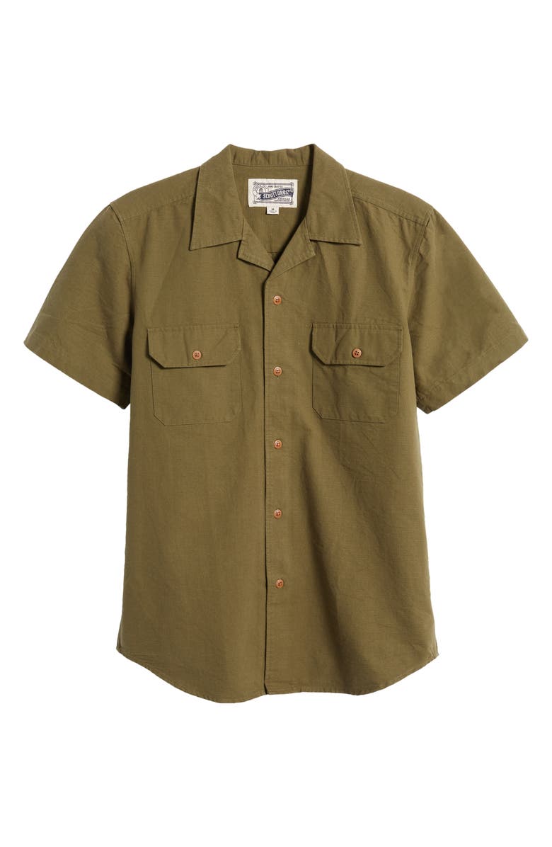 Schott NYC Men's Cotton Ripstop Short Sleeve Button-Up Shirt, Alternate, color, 