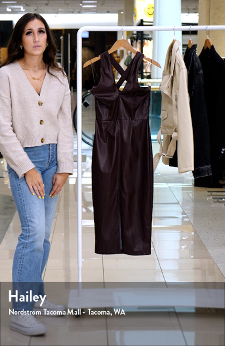 Rach Faux Leather Halter Neck Midi Dress, sales video thumbnail