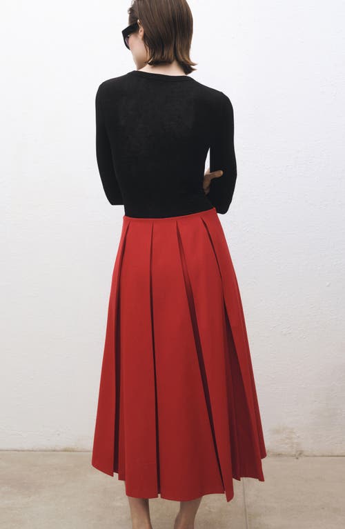 Mango Pleated Midi Skirt In Red