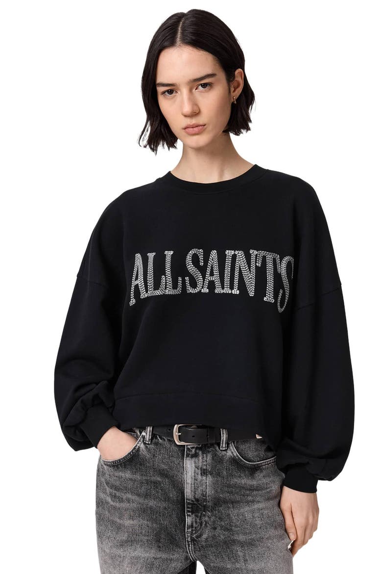 Dash Lila Oversize Cotton Sweatshirt, Alternate, color, WASHED BLACK
