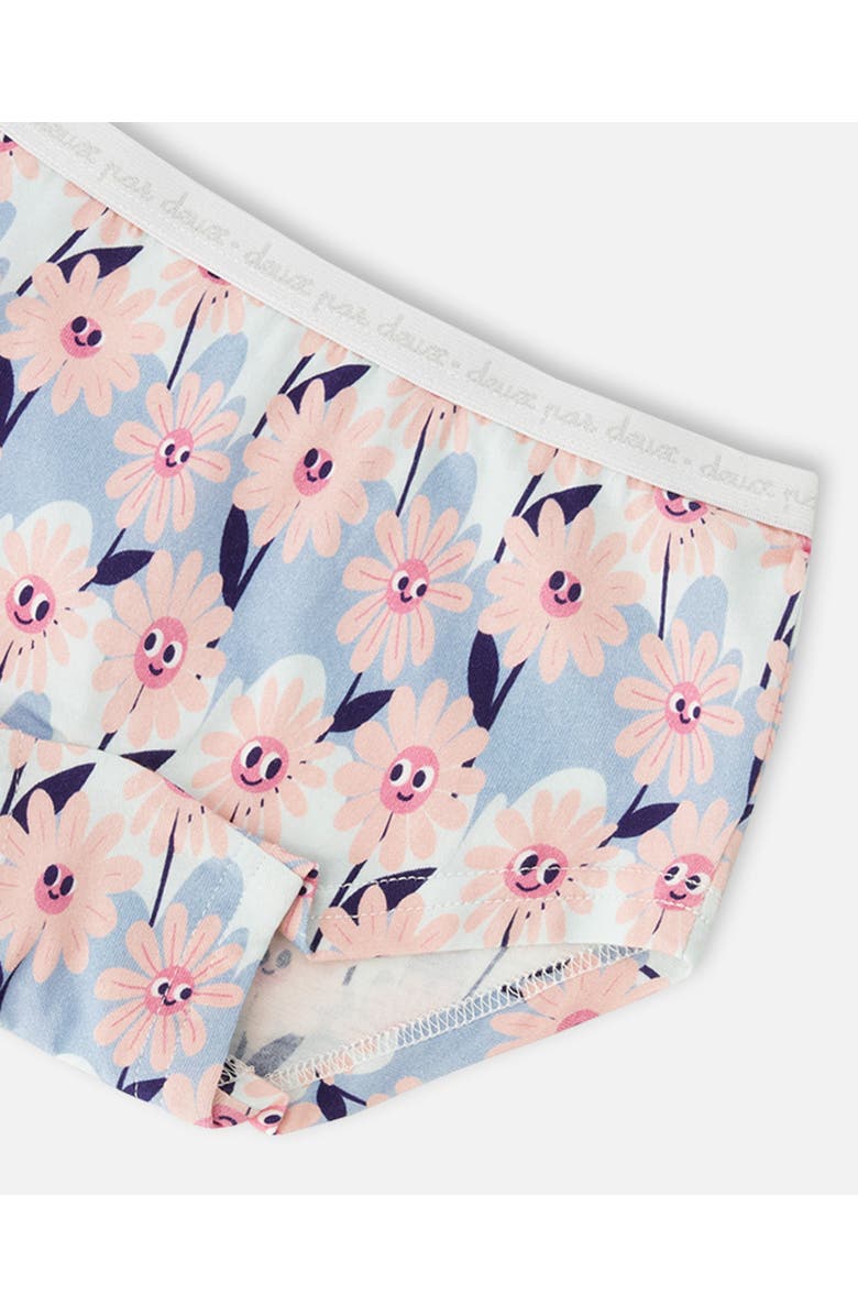 Deux par Deux Boyshort Panties (Pack Of 3) in Organic Cotton, Alternate, color, Pink Printed Flowers