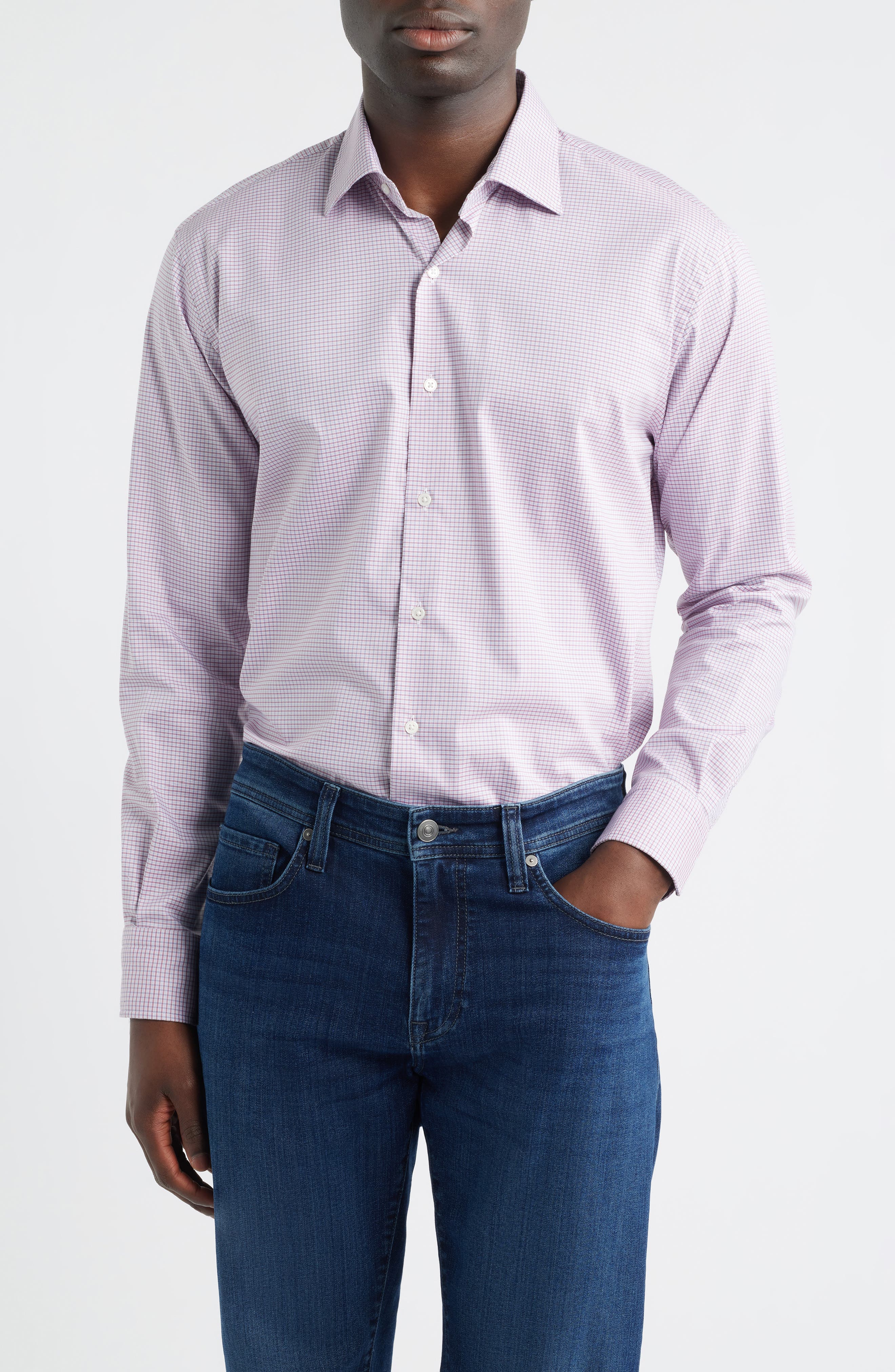 Conway Microcheck Crown Lite Performance Twill Button-Up Shirt - image 5