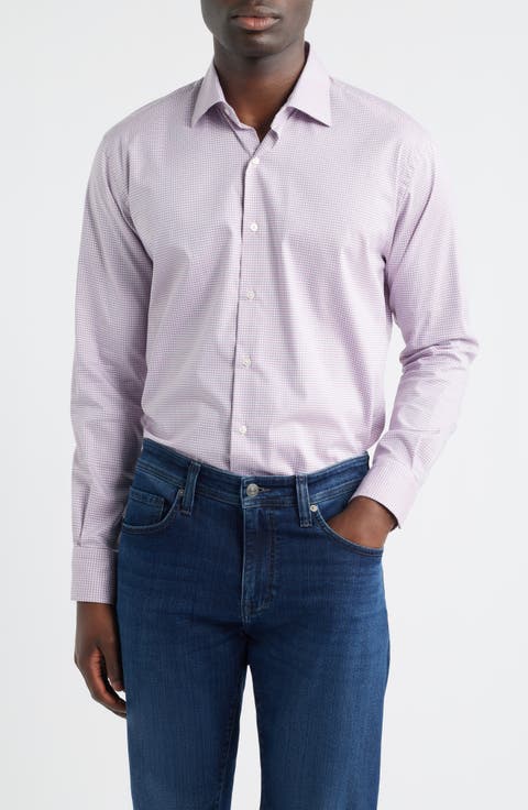 Conway Microcheck Crown Lite Performance Twill Button-Up Shirt