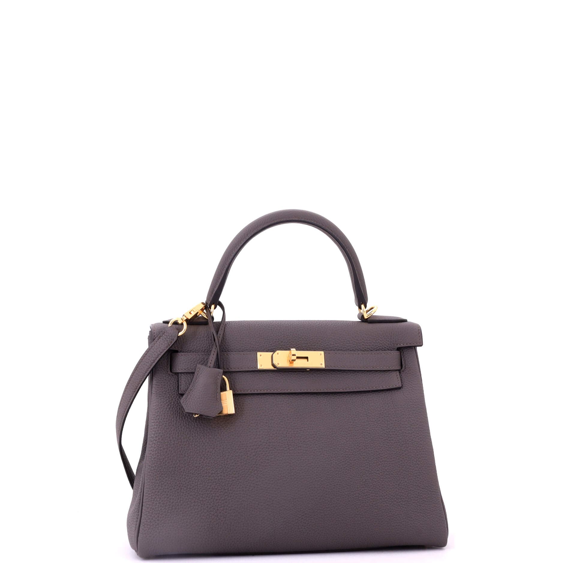 Pre-Owned Hermes Kelly Handbag Grey Togo with Gold Hardware 28, Alternate, color, 