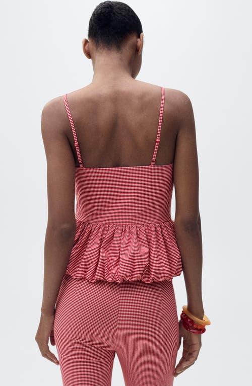 Mango Gingham Bubble Camisole In Pink