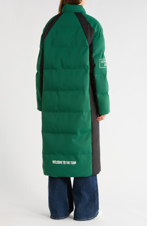 Off Season Nfl Team Water Repellent Long Puffer Coat In Green