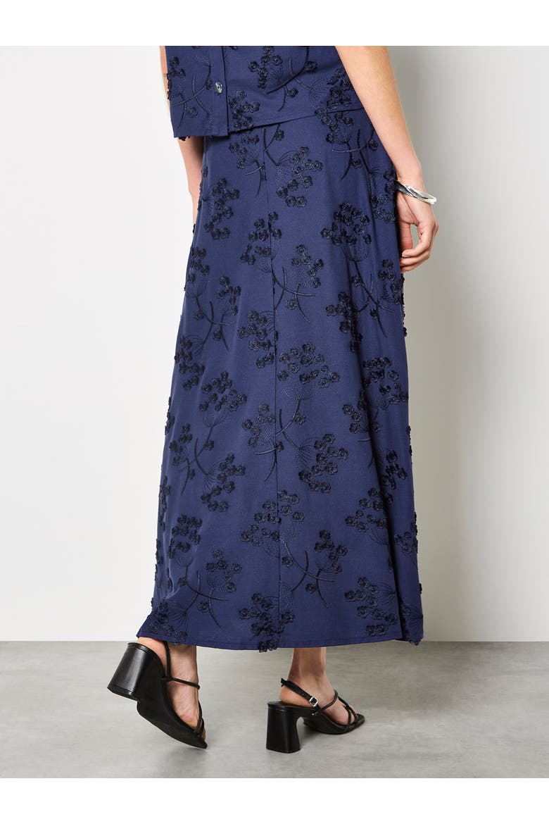 Dandellion Embroidered Skirt, Alternate, color, Navy