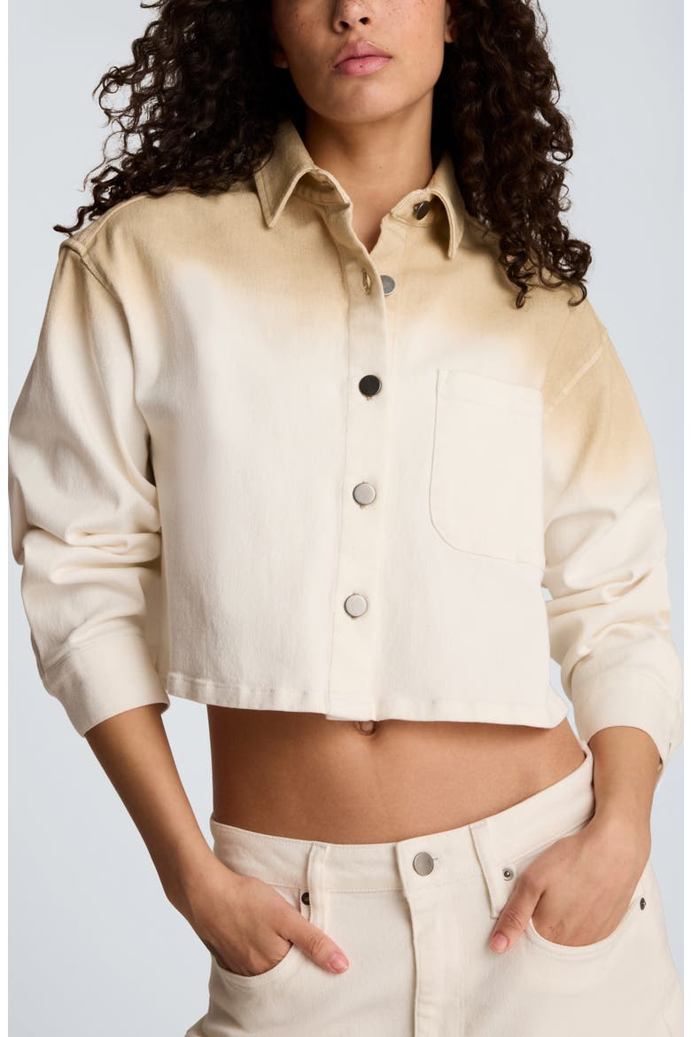 Oversize Dip Dye Crop Shacket, Main, color, TAN GRADIENT