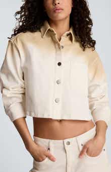 Oversize Dip Dye Crop Shacket
