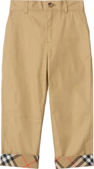 Burberry Check Turn-up Cotton Trousers
