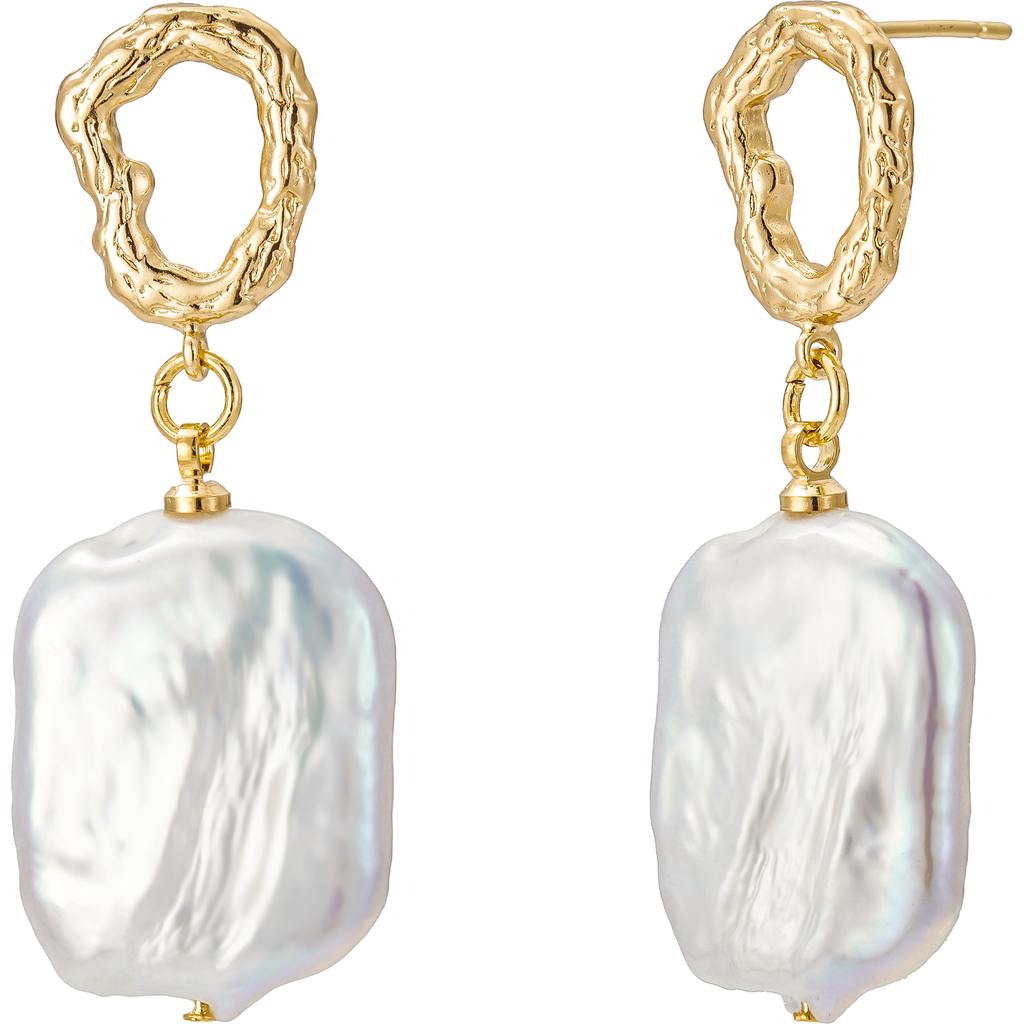 Untamed Petals Gemma Pearl Drop Earrings In White