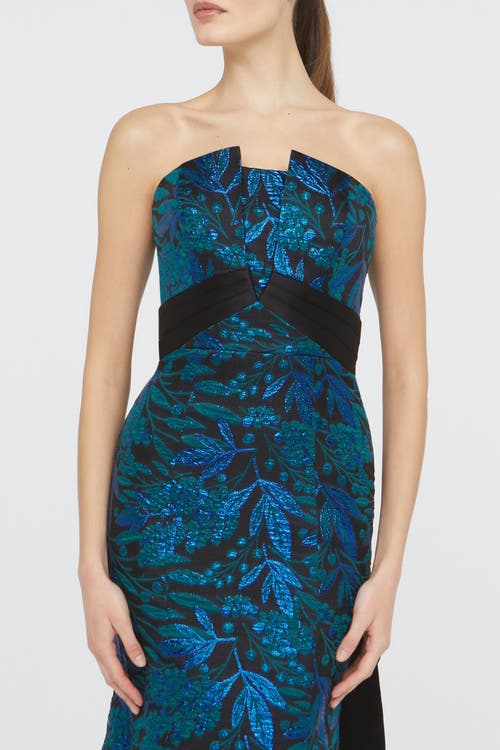 Theia Fernanda Strapless Gown In Green
