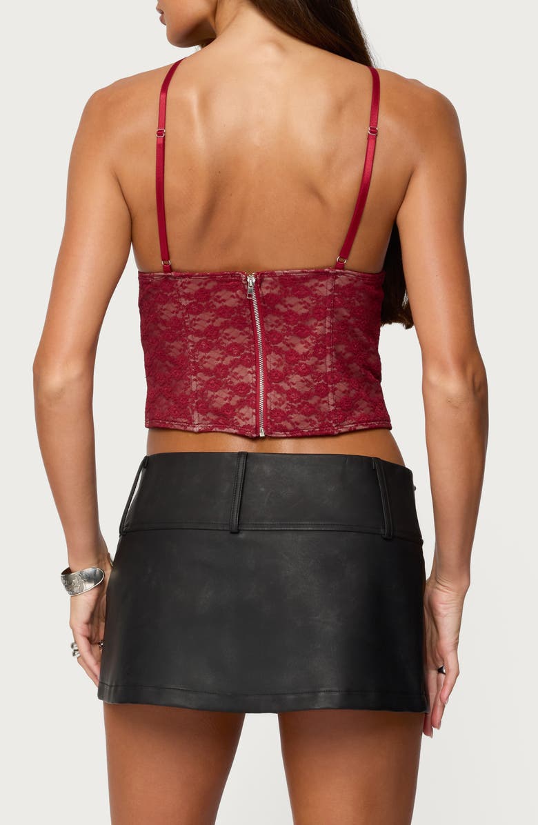 EDIKTED Tyra Crisscross Lace Corset Top, Alternate, color,