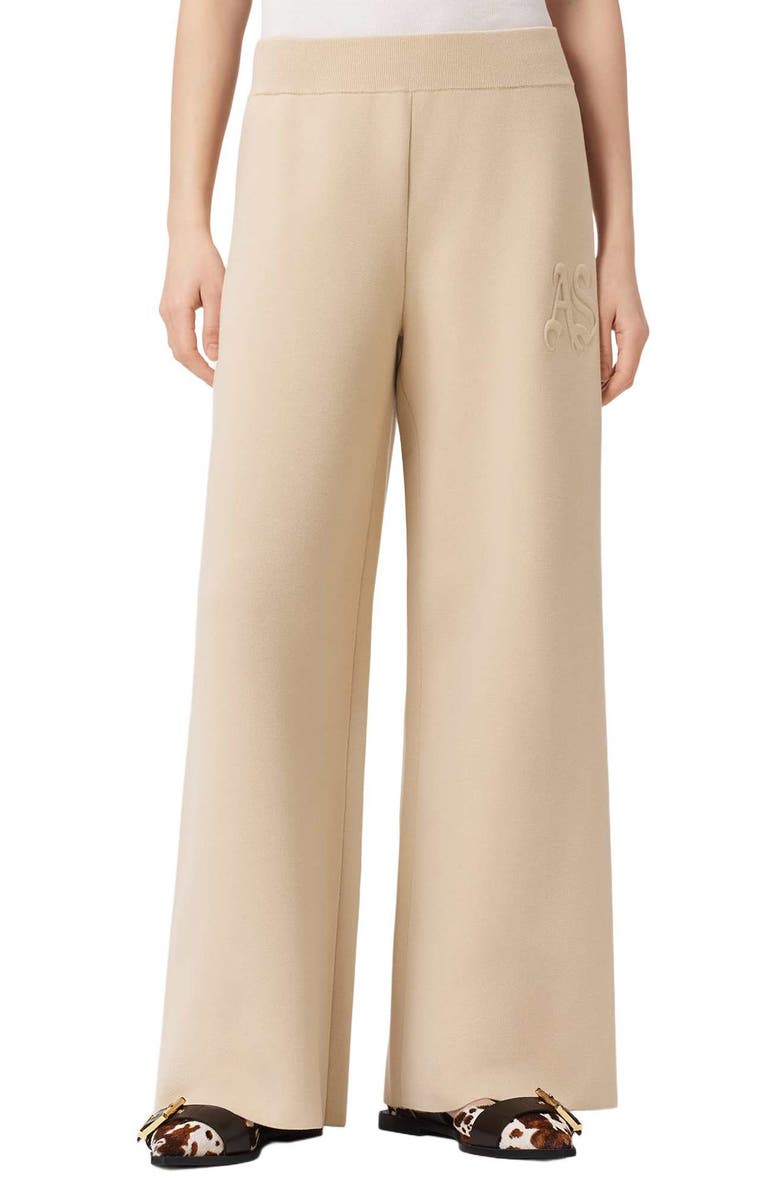 AllSaints Sonny Knit Wide Leg Pants, Main, color, Pebble White