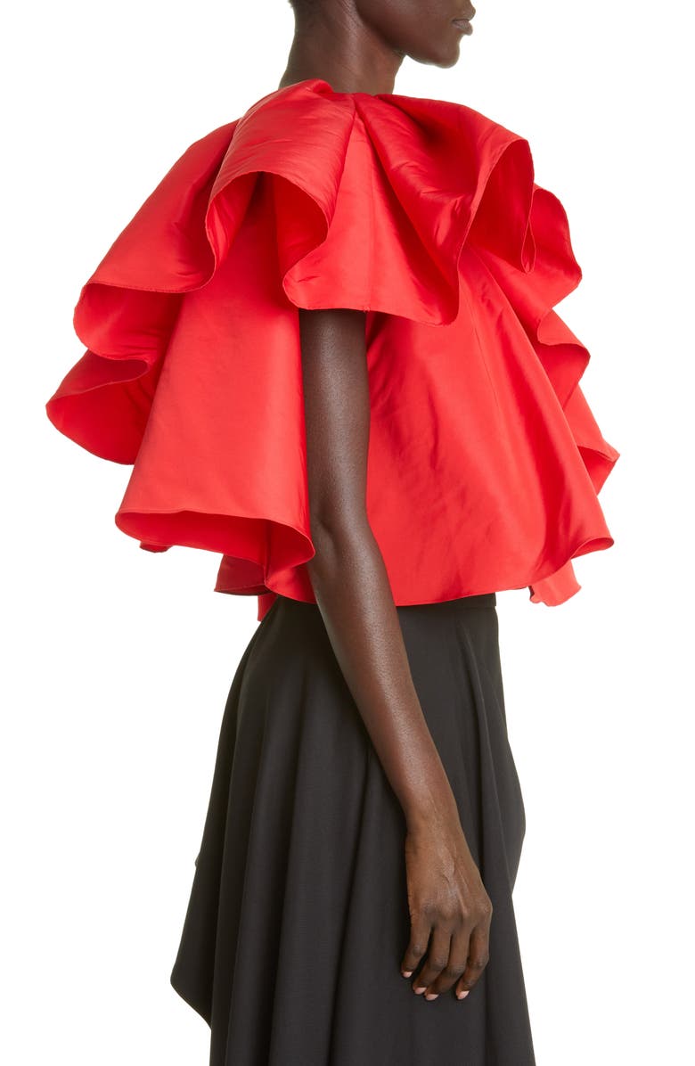 McQueen One-Shoulder Ruffle Blouse, Alternate, color, 
