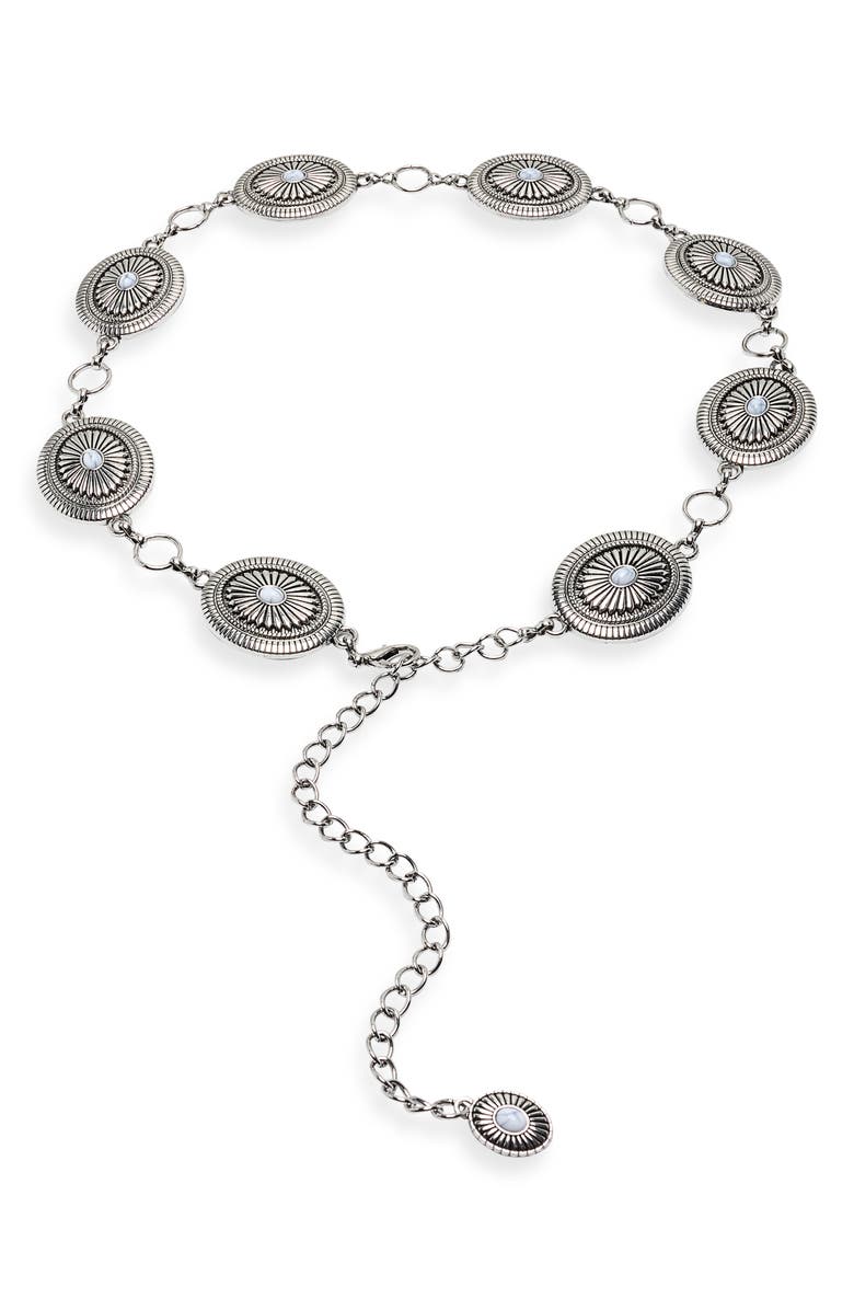 Melrose and Market Concho Chain Belt, Main, color, Silver- White