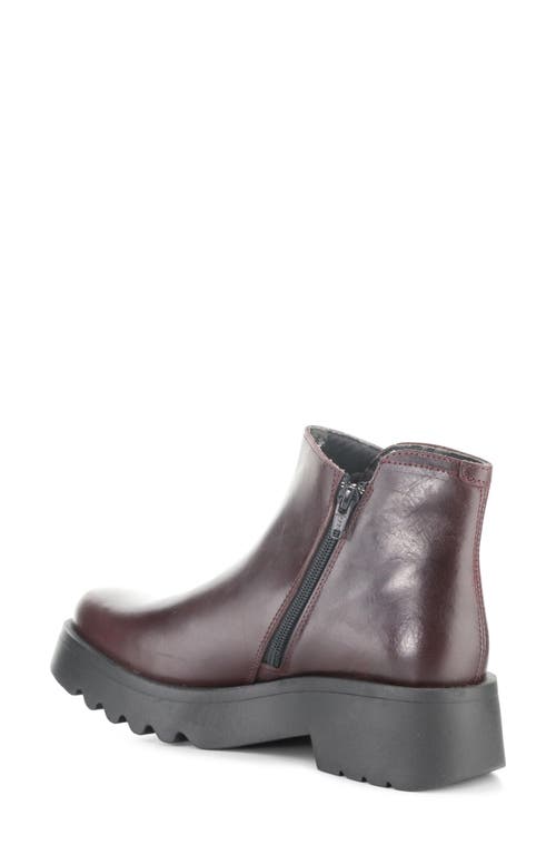 Fly London Mufe Wine Leather Low Shalf Ankle Boots In Burgundy