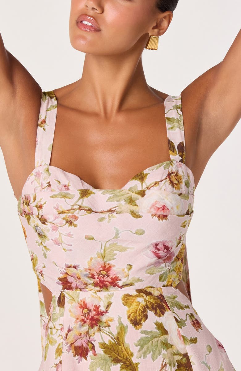 ASTR the Label Ciana Floral Tie Strap Dress, Alternate, color, Pink Green Bloom