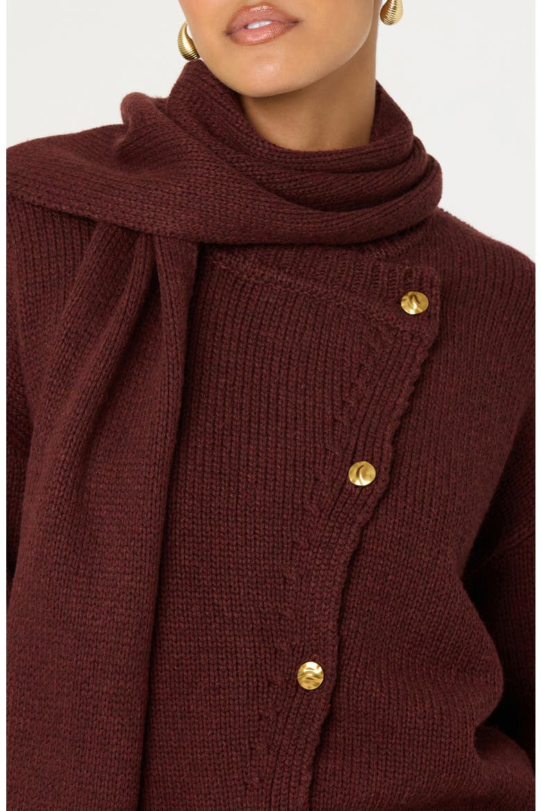 Jackeline Scarf Cardigan, Alternate, color, WINE