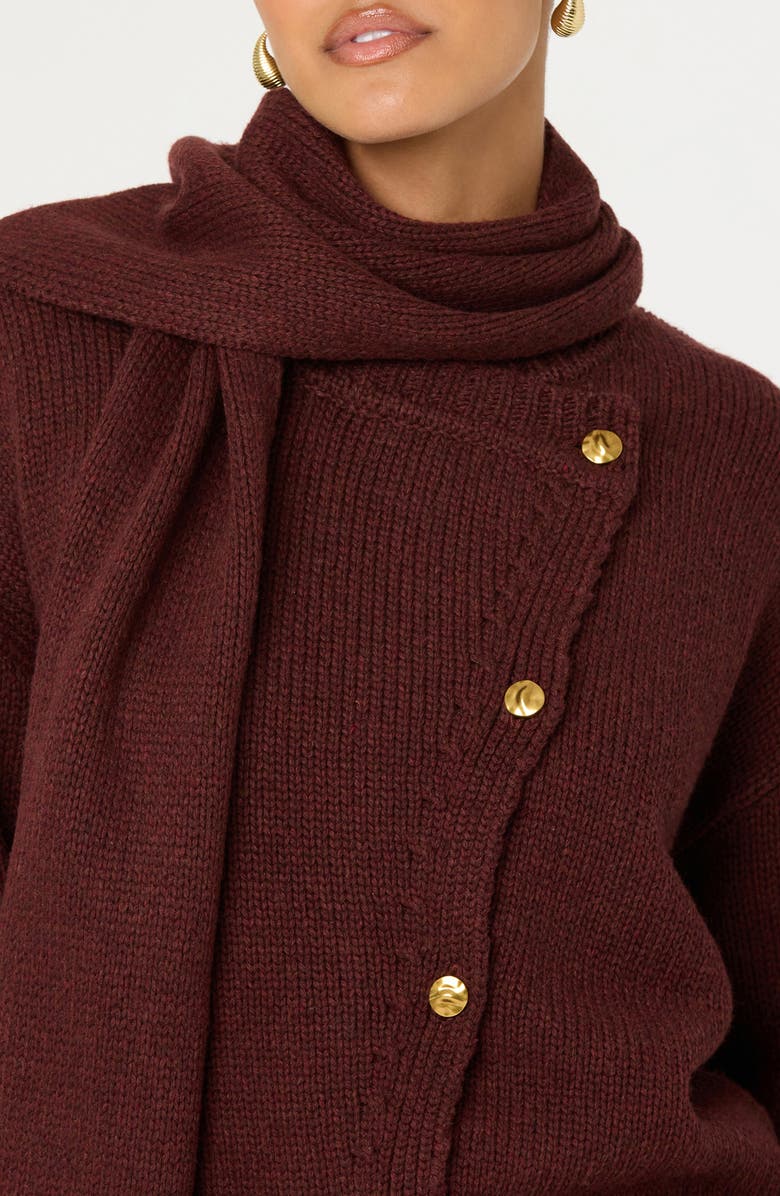 ASTR the Label Jackeline Scarf Cardigan, Alternate, color, Wine