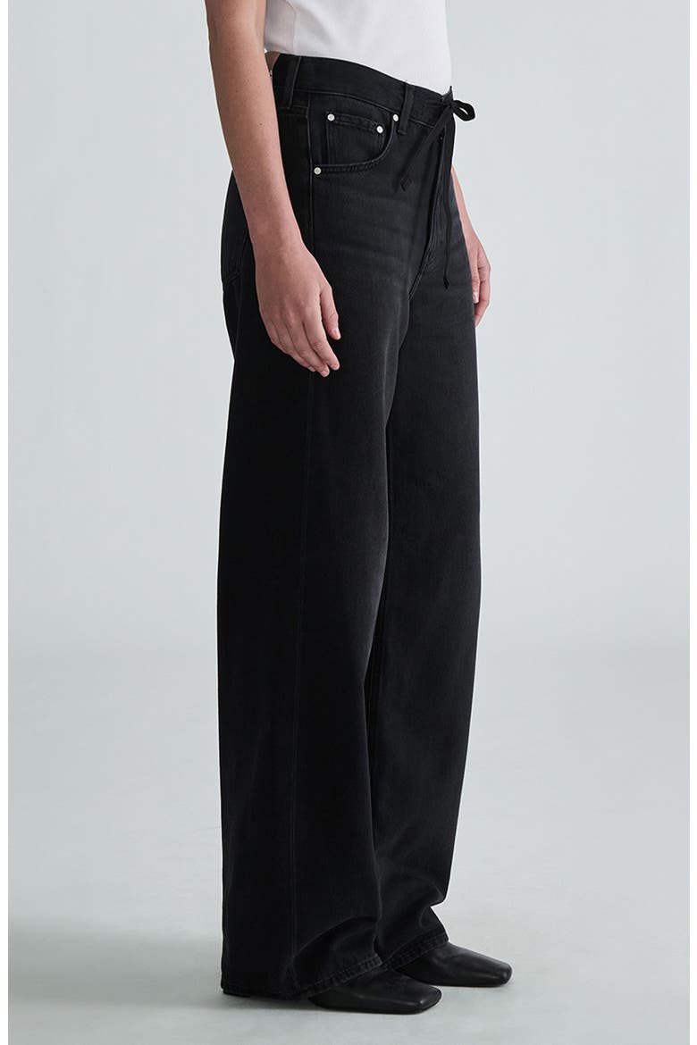 Nella Drawstring High Waist Jeans, Alternate, color, DARK SMOKE WELL BLUE