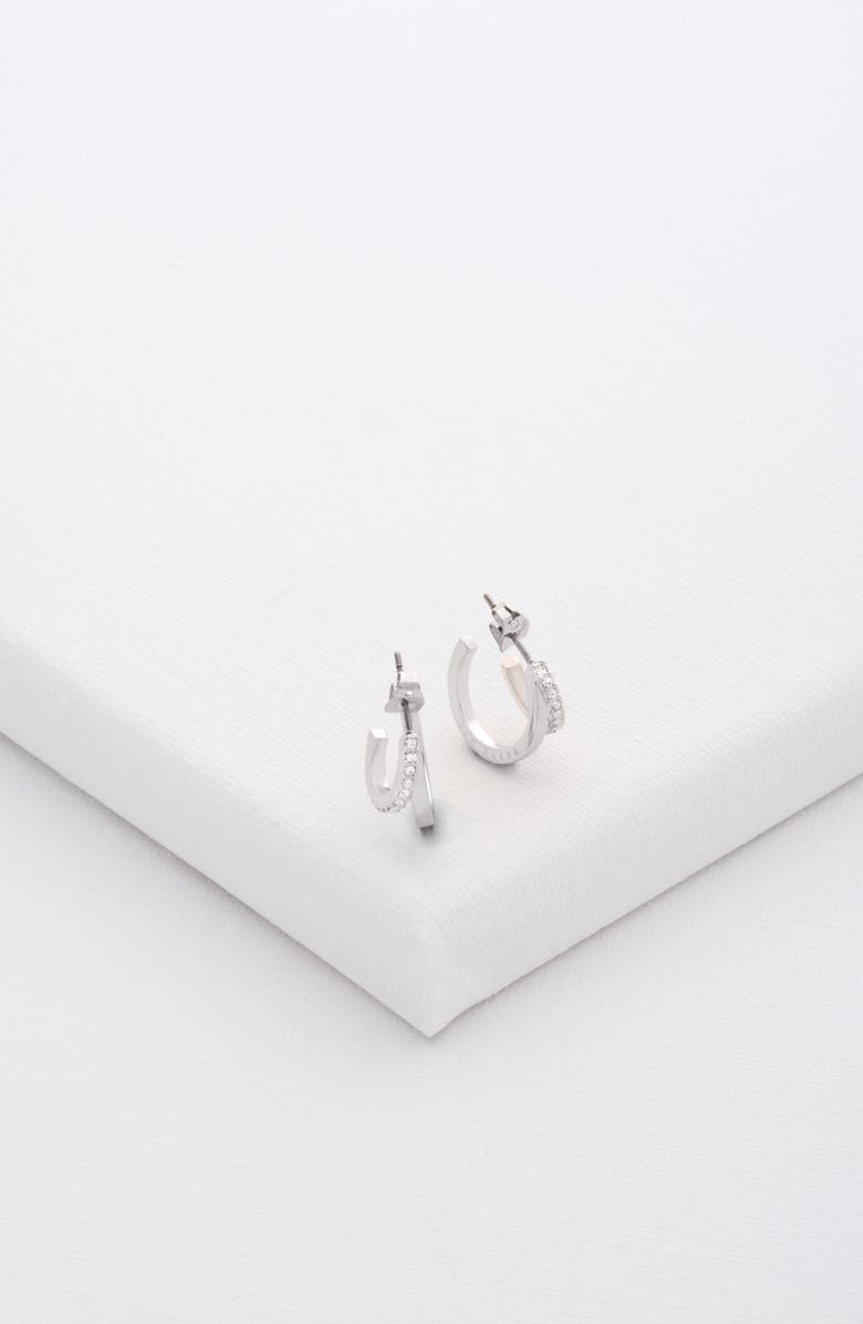 Ted Baker Helias Double Hoop Earrings, Alternate, color, Silver Tone/ Clear Crystal