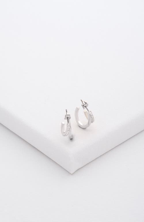 Ted Baker Helias Double Hoop Earrings In Silver Tone/clear Crystal