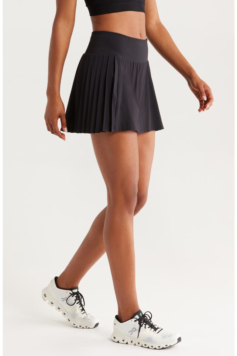 Sunburst High Waist Pleated Tennis Skort, Alternate, color, BLACK