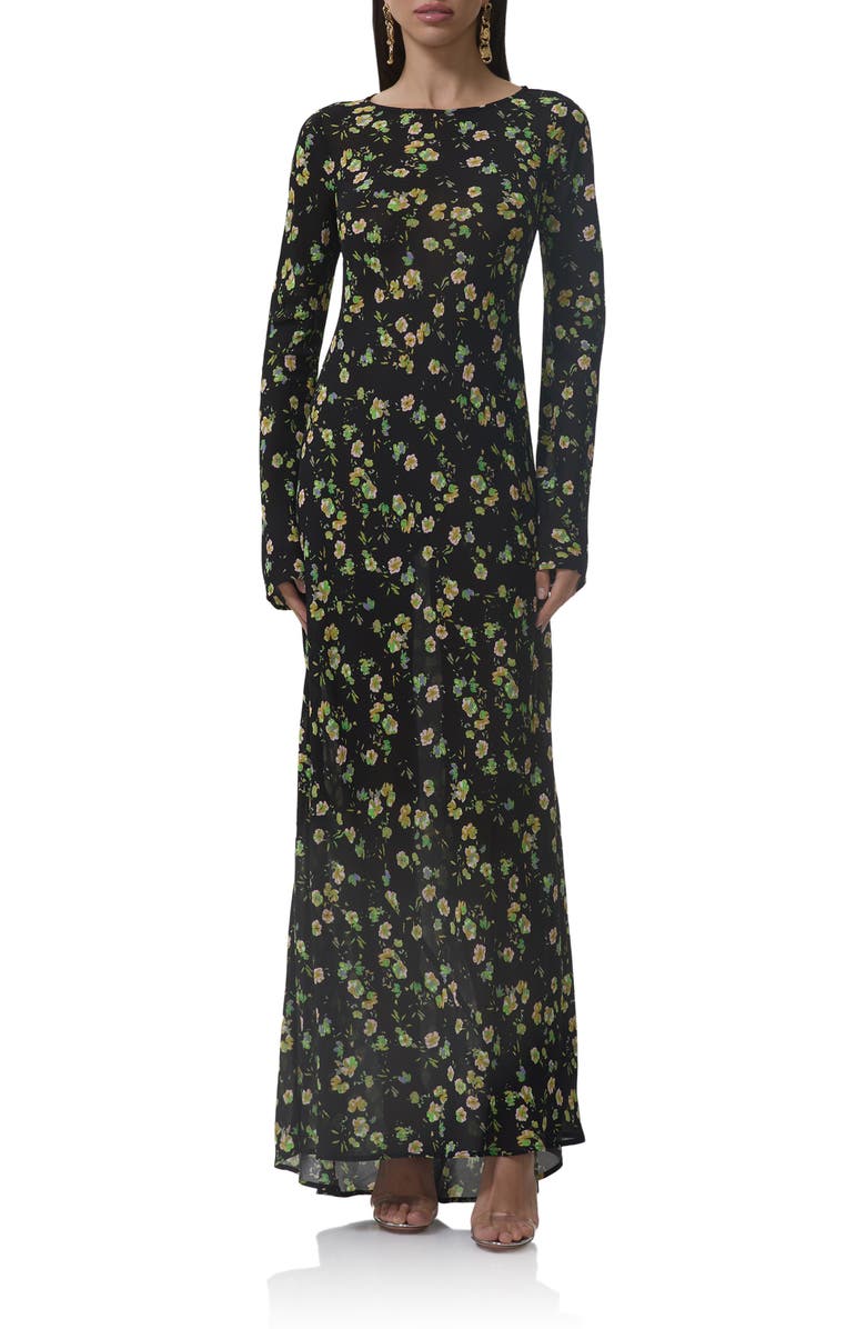AFRM Jetta Floral Long Sleeve Maxi Dress, Main, color, Citrus Daisy