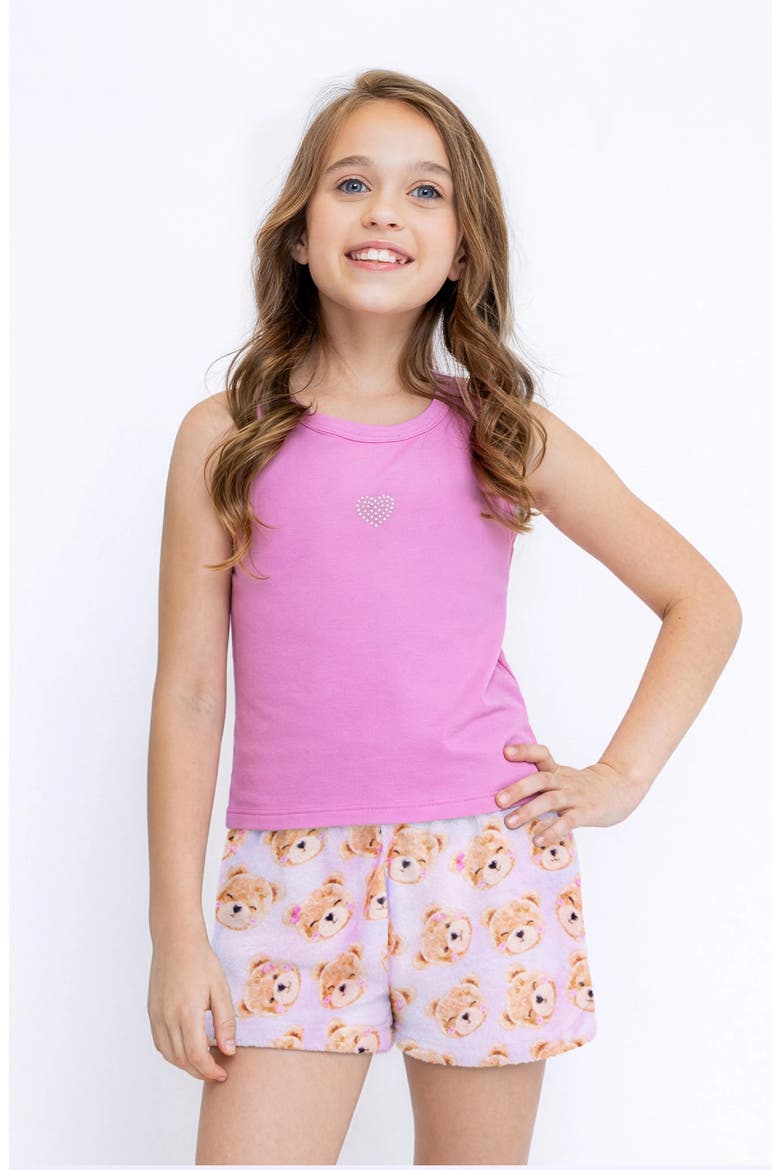 Plush Lavender Teddy loungewear Shorts, Alternate, color, Lavender