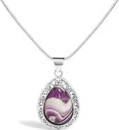 Haus of Brilliance Sterling Silver Chevron Amethyst Teardrop Pendant Necklace