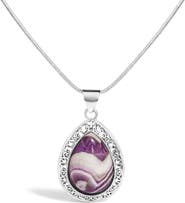 Haus of Brilliance Sterling Silver Chevron Amethyst Teardrop Pendant Necklace