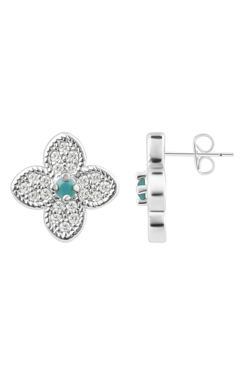 Adornia Turquoise Flower Stud Earrings, Main, color, 